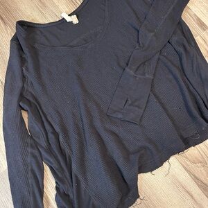 Free People Black Long Sleeve Top